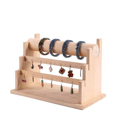 China Fashion Luxury Elegance Simplicity Earring Stand Hook And Stud Display Stand Jewelry Display Stand Solid Wood Durable Vertical Jewelry Rack for sale