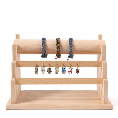 China Fashion Elegance Simplicity Luxury Fashion Wooden Jewelry Stand Earring Stud Holder Wooden Inserts Wood Earring and Pendant Display for sale