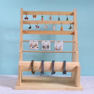 China Fashion Luxury Elegance Simplicity Earring Holder Hook And Stud Display Stand Jewelry Display Solid Wood Detachable Jewelry Rack for sale