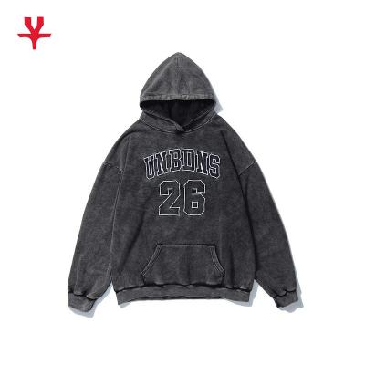 China Oversized designer Streetwear Custom Printing Logo Anti-wrinkle Mens Cotton Thick Quality Drop Shoulder Pullover Hoodie for sale