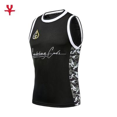 China Gym Antibacterial Sport Fashion Camouflage Sleeveless Uniforms Round Neck Basketball Quick Dry Shirts for sale