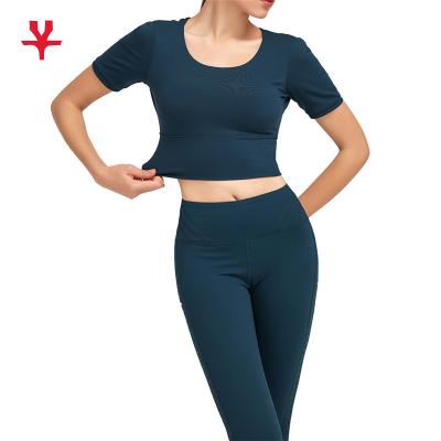 China 2021 Women Breathable Active Wear Set High Waist Ribbed Legging Sports Bra Set Yoga Pants Workout Gym Wear for sale