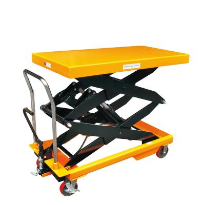 China Hot Pine 350kg 1.3M 1.5M High Hotel Hydraulic Manual Lift Table Double Shear Lift for sale