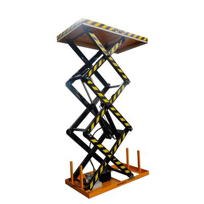 China Hotels 1Ton 3000mm High Triple Scissor Electric Stationary Lift Table Platform Heavy Duty Ground Mounted OEM Available for sale