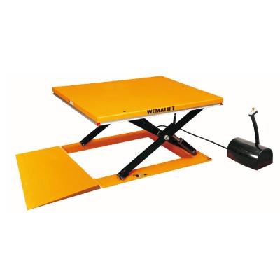 China Hotels Profile Stationary Electric Lift Table 1/1.5/2Tons Min. Height 85mm than 105mm Ground-mounted automatic deck lifter for sale