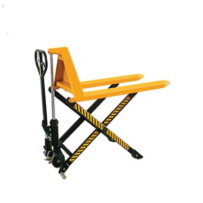 China Hotels Factory Sale 1500Kg Hand Pallet Truck High Lift Manual Scissor Forklift Scissor Stacker Pallet Jack for sale