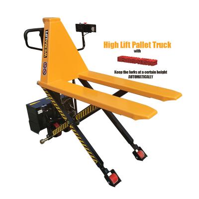 China Hotels Infrared Sensor High Lift Automatic Electric High Lift Pallet Truck Height Forklift Scissor Lift For Printing Factory for sale