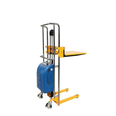 China Hotels Factory Supply Attractive Price 400kg Light Duty Semi Electric Stacker With Fork Type for sale