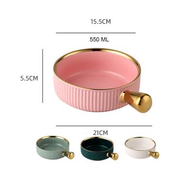 China Special net red creative household dinnerware dish ceramic viable Nordic handle tray oven utensils baking rice baked dish for sale