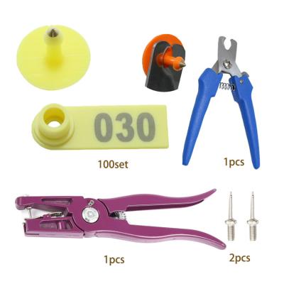 China Farms Long Shape TPU Laser Sheep Taggers Farm Tag For Ear Tag Goat Ear Tag Pliers, Tail Clippers Set for sale