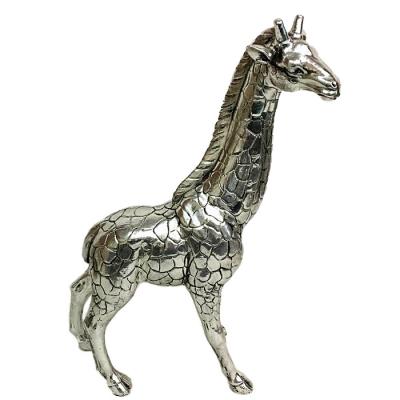 China Viet Nam Custom home decor resin painted silver animal statue home decor giraffe statue for sale