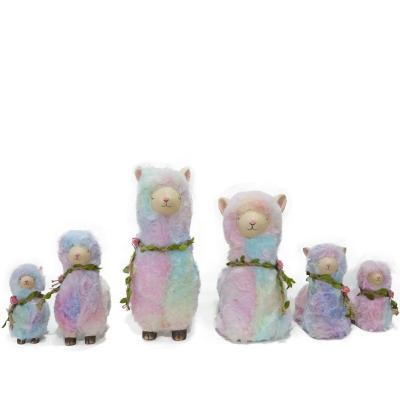 China Creative custom home colorful alpaca statue plush pottery Europe indoor gifts home decor for sale