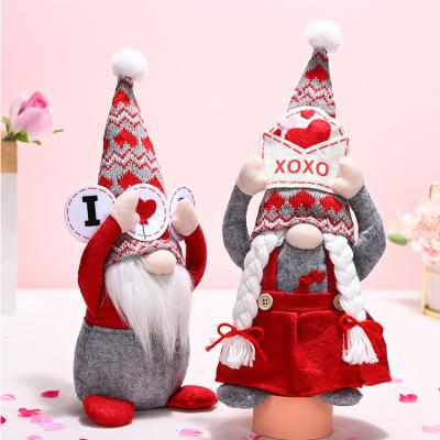 China 2022 Valentine's Day Valentines Gift Set Letter Plush Gnomes Valentine Gnome Gift for sale