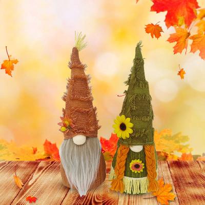 China 2021 Faceless Fall Plush Gnome Autumn Falling Maple Doll Pointed Hat Leaf Hanging Decor for sale