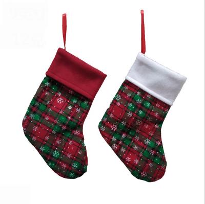 China Christmas Decoration Grid Cloth Christmas Stocking Christmas Decorations Minions Christmas Stocking for sale