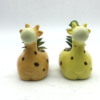 China Minimalist Home Office Decoration Small Plant Pot Giraffe Ceramic Succulents Pots For Plants for sale