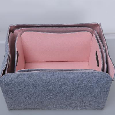 China Customized Viable Color Wholesale Household Clothing And Shoes Laundry Hamper Felt Storage Bin For Home Office for sale