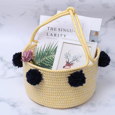 China Sustainable Style Rustic Portable Paper Rope Woven Storage Basket Paper Rope Basket for sale