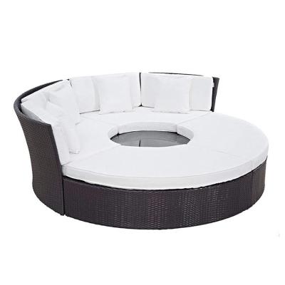 China Contemporary outdoor outdoor rattan sofa bed hotel garden courtyard leisure round bed combination for sale