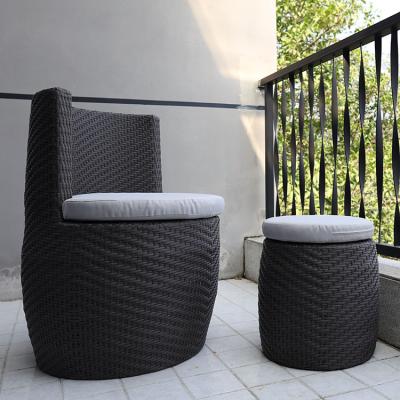 China Contemporary Outdoor Woven Rattan Chair Ottoman Set Garden Furniture for sale