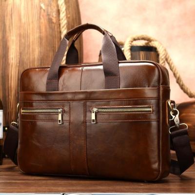 China High Quality Business Laptop Design Computer Handbag Coffee Waterproof Men Bag Soft Sided Leather Briefcase for sale