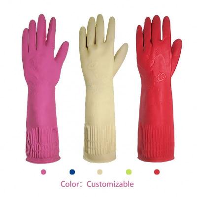 China Rubber-pink Cozy Comfortable Kitchen Latex-glvoe Sleeve Household Cleaning Gloves Long for sale