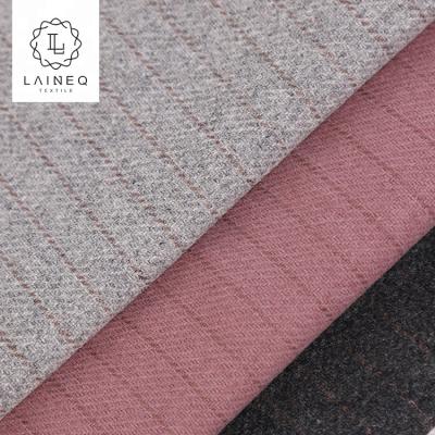 China 2019 Stripe terylene navy cashmere melton wool tweed coat fabric 100% indelible indelible stripe for sale