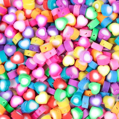 China Jewelry Making Polymer Clay Spacer Beads Heart Style 50/100Pcs 10mm Mixed Colors Beads For DIY Bracelet Necklace Jewelry Accessories for sale