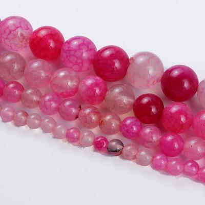 China Natural Necklace Stone Beads 4/6/8/10/12mm Rose Red Burst Flower Light Agate Round Loose Beads For Making DIY Bracelet Accessories for sale