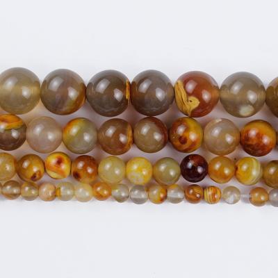 China DIY Jewelry Making 4/6/8/10/12mm Stone Beads Natural Yellow Tiger Skin Agate Stone Loose Beads For Bracelet Neckalce Approx 15