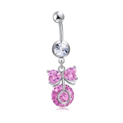 China Romantic Cute Color Navel Gold Zircon Rings Piercing Belly Button Rings Surgical Steel Rhinestone Body Jewelry for sale