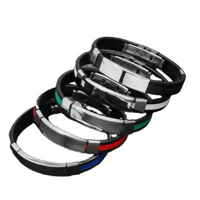 China High Quality 5 Color Titanium Silicone Bracelet FASHIONABLE Man Steel Bracelet Stainless Steel Accessories For Man Gift Jewelry for sale