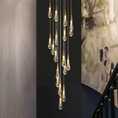 China Crystal Glass Meteor Rain Pendant Lights Restaurant Bar Indoor Hanging Lamp Modern Villa Staircase Decoration Living Room Drop Water Lamp for sale