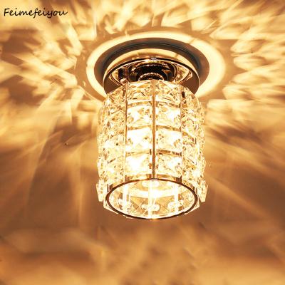 China Modern Flush Mount Crystal Ceiling Lamp for Hallway Bar Kitchen Dining Room Modern Decor Crystal Flush Mount Ceiling Light for sale