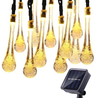 China 20LED/30LED Rain Light Water Ball Solar Powered String Lights Outdoor Solar Fairy Waterproof Christmas Drop String Lights for sale