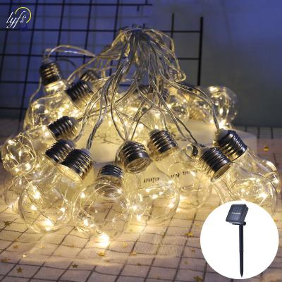 China Style Solar Edison String Light Outdoor Vintage Plastic 10 Bulbs Hanging String Waterproof Lights for Deck Yard Tents Party Decor for sale