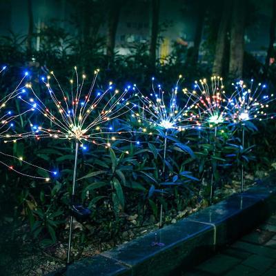 China Outdoor Waterproof Party Decoration LED Fireworks Solar Lights Garden Lawn Light Christmas Wedding Holiday Decoration for sale