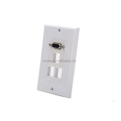 China Smart Home VGA System 3 Ports Wall Plate Female Keystone Wall Jack for sale