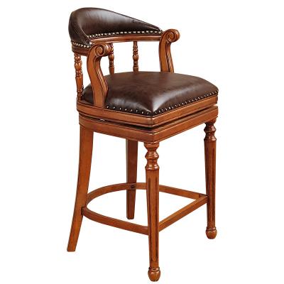 China Super Comfortable American Solid Wood Classic Vintage Swivel Seat Low Back Vintage Bar Furniture Vintage Stool Bar Chair for sale