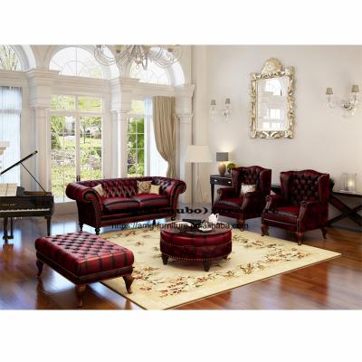 China American Antique Ornate Traditional Aged European Style Distressed Leather Sofa Set for sale