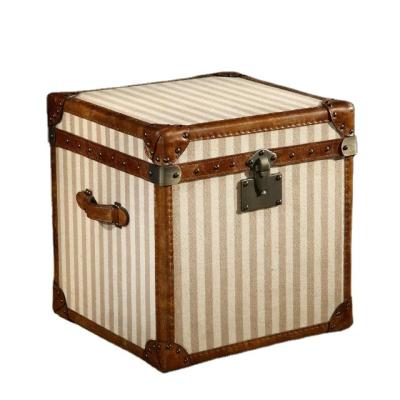 China Sustainable Vintage Suede Antique Fabric Storage Trunk for sale