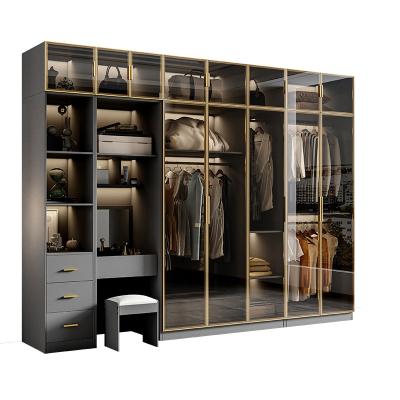 China High End And Luxury Customized Wall Mounted Wardrobe Cabinet Sliding Wardrobe Mirror Door System Walk In Closet Wardrobe for sale