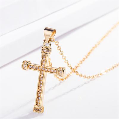 China Factory Wholesale Cute Fashion Charm Jewelry Hot Selling Pendant Copper Plated 24K Gold Jesus Cross Pendant for sale