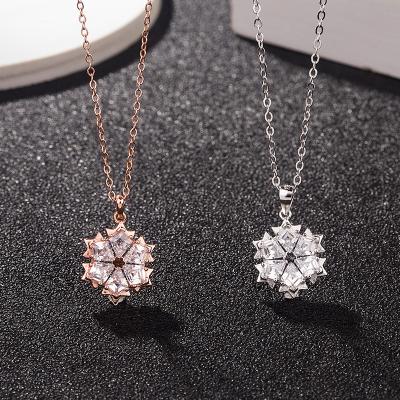 China Trendy Charm Fashion Factory Wholesale Necklace 925 Sterling Silver Snowflake Necklace With Zircon Pendant for sale