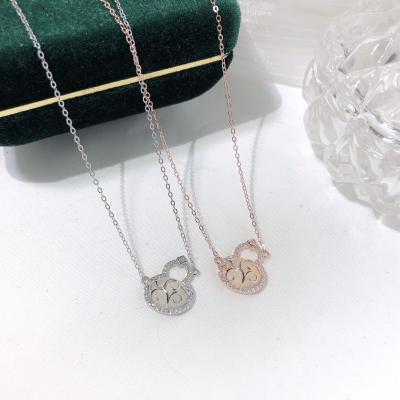 China Other fashion factory wholesale diamond S925 jade gourd necklace sterling silver female micro-inlaid classic jewelry for sale