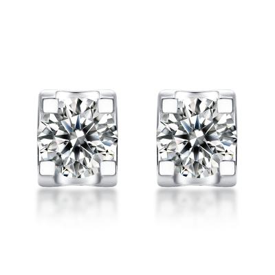 China Cute Hot Selling 1 Carat Diamond Earrings 925 Sterling Silver Versatile Fashion Ear Jewelry Wholesale for sale