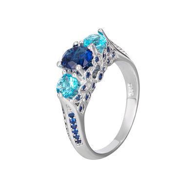 China The other charm fashion factory 2021 trendy style blue crystal diamond jewelry ring beautiful new for sale