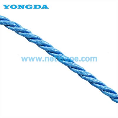 Chine Rope en polypropylène à trois brins bleue de 16 mm pour amarrage/agriculture/pêche/construction/marine à vendre