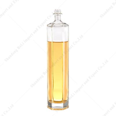 China Wholesale Unique Design 500ml 700ml 750ml Whiskey Bottle Clear Glass Beverage Bottle Tequila Bottle for sale