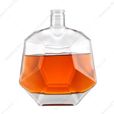 China Beverage Glass Bottles Screw Top Cork Luxury Customized For XO And Brandy Gin Vodka Rum 500Ml Brandy Liquor Glass Bottle Clear for sale